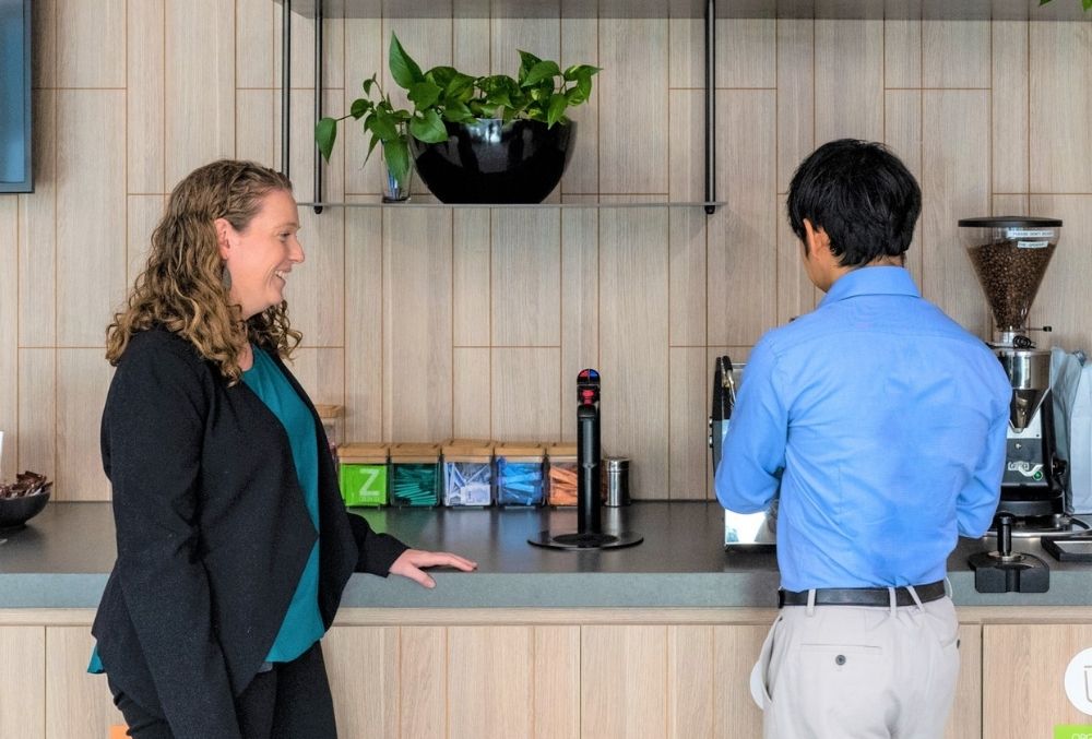 white & case Nolan getting some coffee