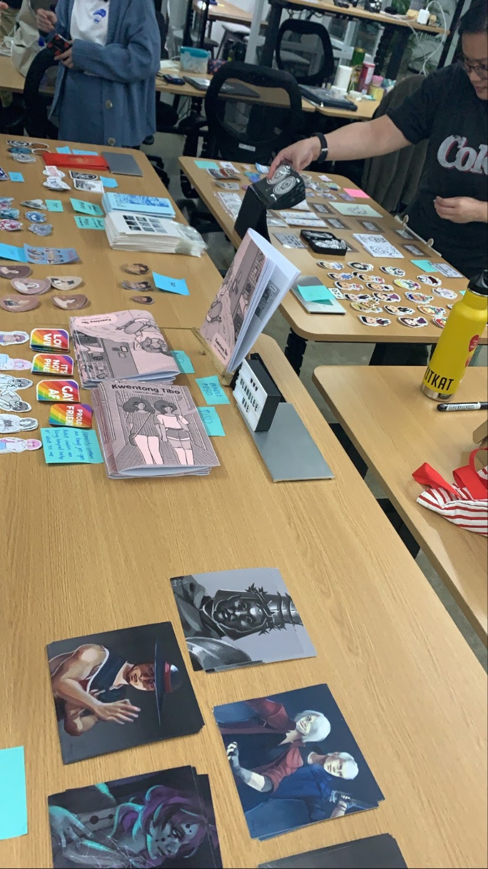 A table of full stickers