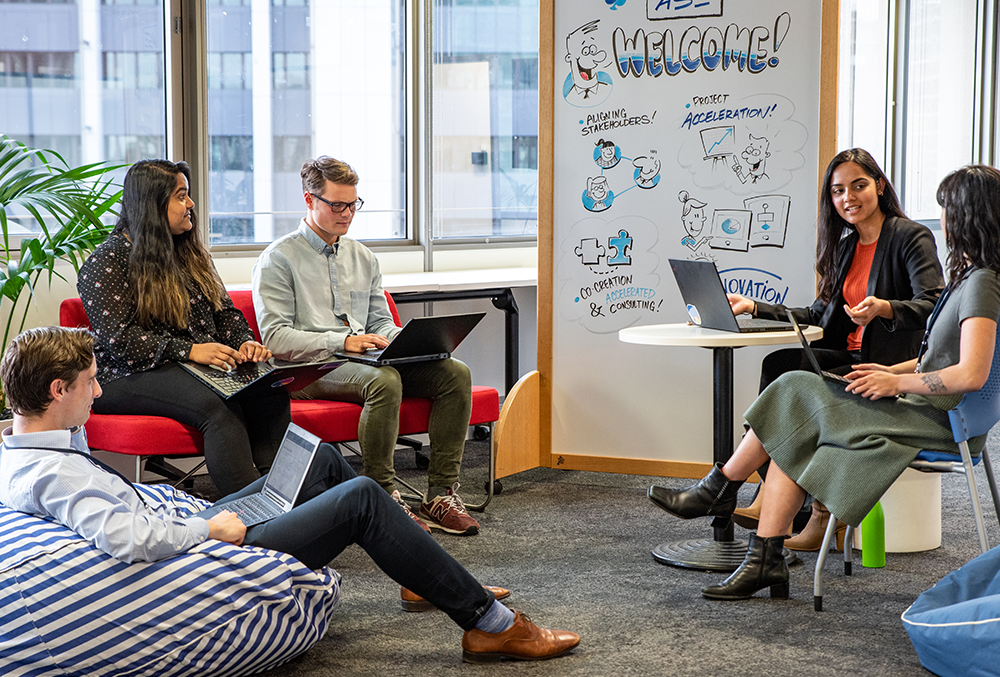 Shannon in a meeting